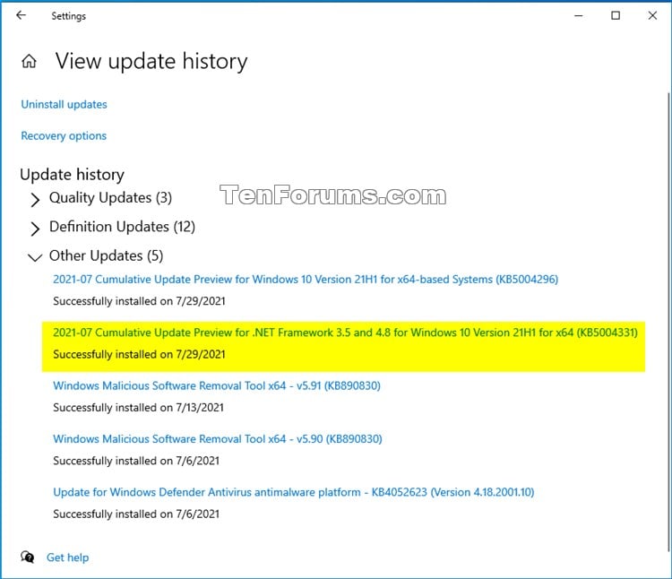 Kb Cumulative Update Net Framework 3 5 And 4 8 For Windows 10 Windows Update Windows 10 Forums
