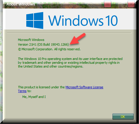 KB5005611 Windows 10 Insider RP 21H1 19043.1263 and 21H2 19044.1263-winver-after-installing-kb5005611.png