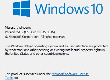 KB5030300 Windows 10 Cumulative Update Preview Build 19045.3516 (22H2)-winver22h2.jpg