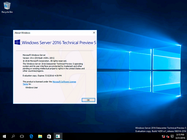 Microsoft Windows Server 2016 Technical Prev. 5 Build 14291 Screenshot-3-466805_original.png