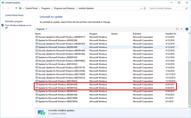 Windows 10 Build 10240 - Cumulative Update KB3147461-pastupdates.png