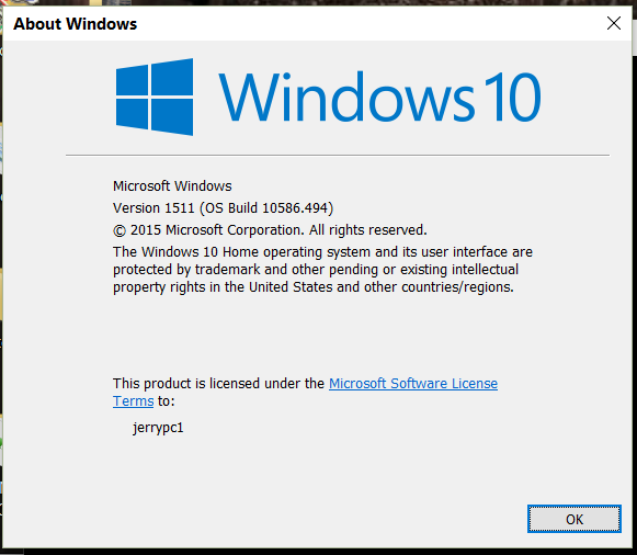 Cumulate Update (KB3172985) Windows 10 version 1511 build 10586.494-winver.png