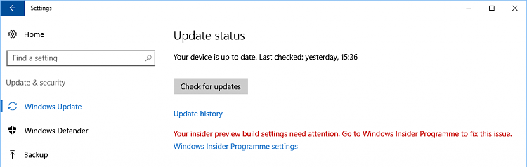 Can't get rid of &quot;Insider preview build settings need attention&quot;-red-insider.png