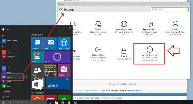 Build 10074 - after update Start menu doesn't appear at all-10121_update.png
