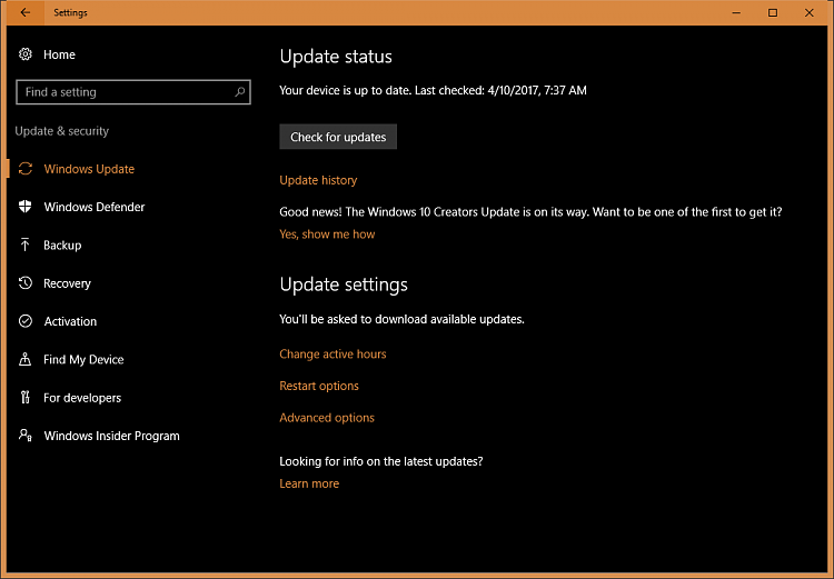 Windows Update has stopped checking for updates in Windows 1607-update-status.png