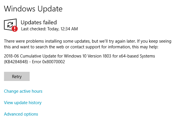 Problem with installing update, KB4284848 Failed-1.png