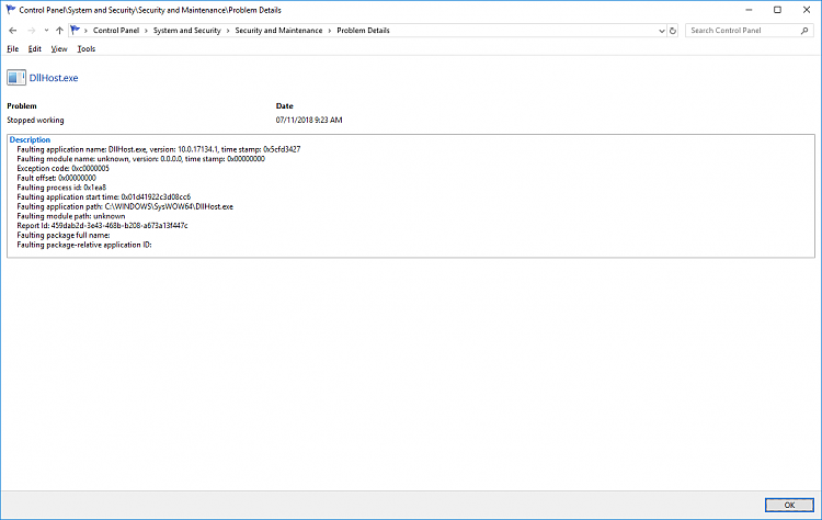 KB4338819 Update ~ COM Surrogate and DllHost.exe Errors-dllhost.png
