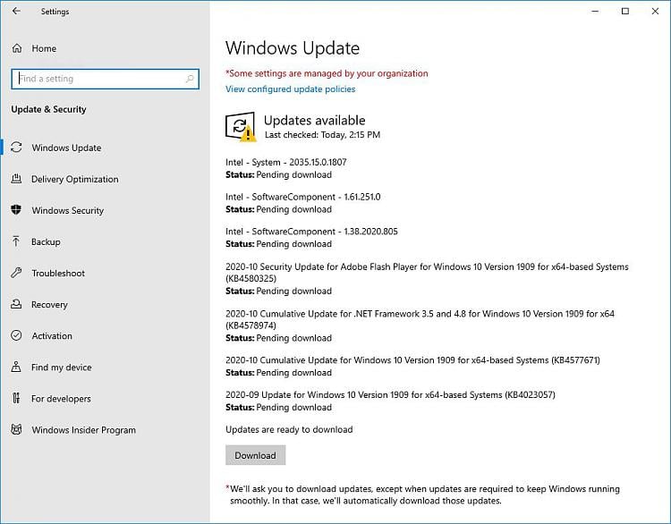 Gone Missing: &quot;Updates &amp; Security&quot; - Replaced by &quot;Delivery Optimizati&quot;-201031-windows-update-back-settings.jpg