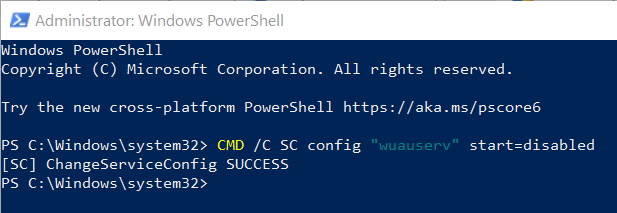 Feature update to Windows 10, version 20H2 not downloading.-disable-windows-update-command.jpg