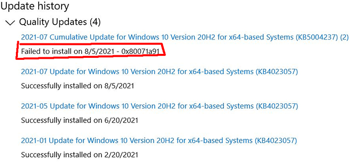 Cum. Update for .NET Framework 3.5 and 4.8 for Win 10 x64 Won't Update-win10snipqualityupdatefailed_080521.jpg