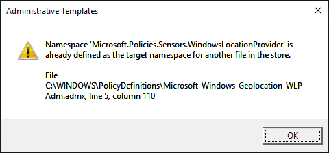 On updated to 1511 machines gpedit.msc reports namespace conflict-err.png