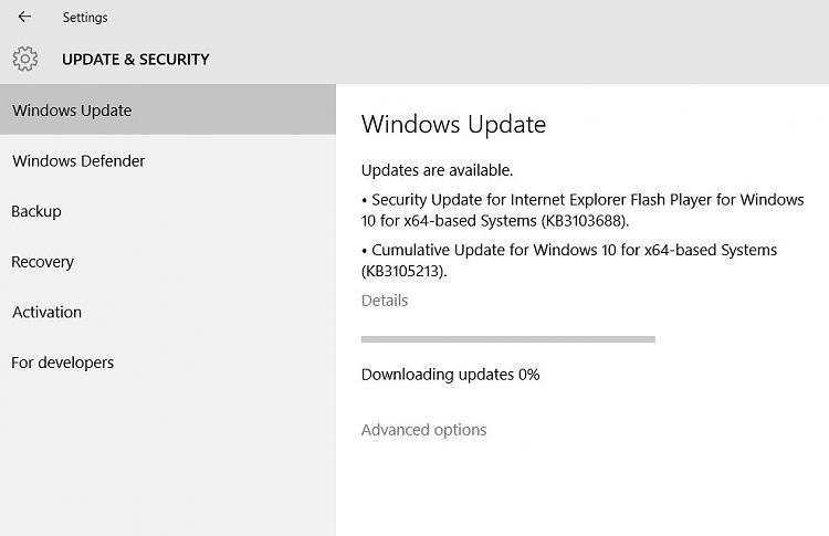 downloading windows 10 update stuck at 0